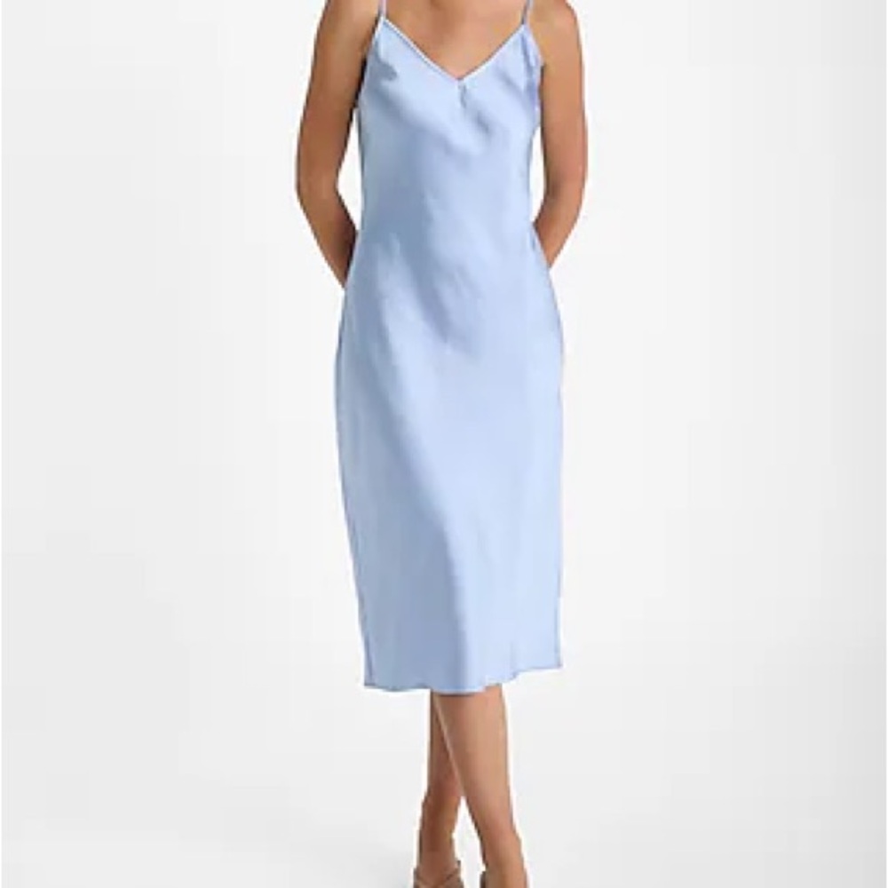 Express Satin V-Neck Downtown Cami Midi Slip Dress